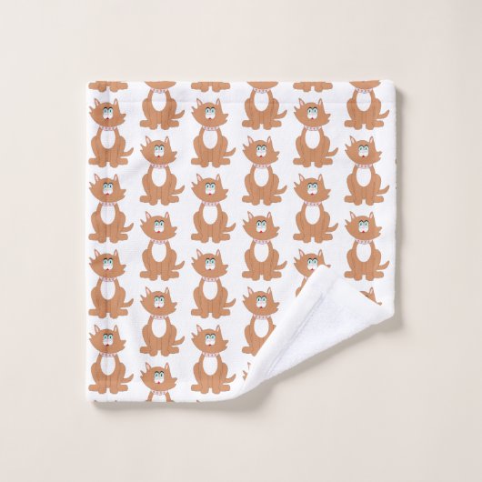 Ginger Cat Design Badhandtuch Set (Waschlappen)