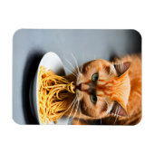 Ginger Cat Eating Spaghetti Magnet (Horizontal)