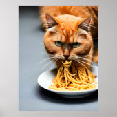 Ginger Cat Eating Spaghetti Poster (Vorne)