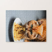 Ginger Cat Eating Spaghetti Puzzle (Horizontal)