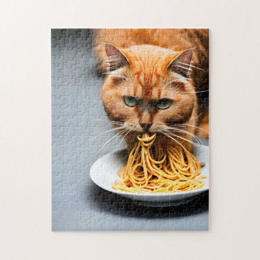 Ginger Cat Eating Spaghetti Puzzle (Vertikal)