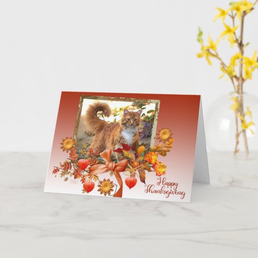 Ginger Cat Erntedank Card Karte (Gelbe Blume)