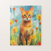 Ginger Cat farbige Aquarellbilder Puzzle (Vertikal)
