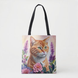 Ginger Cat Floral Multicolor Art Tasche