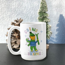 Ginger Cat Going Skiing Winter Mug Kaffeetasse