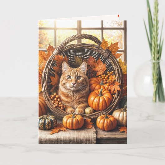 Ginger Cat im Herbst Geburtstag Karte (Vorderseite)