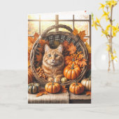 Ginger Cat im Herbst Geburtstag Karte (Gelbe Blume)