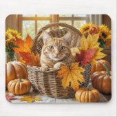 Ginger Cat im Herbstkorb Mousepad (Vorne)