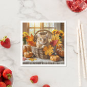Ginger Cat im Herbstkorb Serviette (Beispiel)