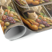 Ginger Cat In a Thanksgiving Cornucopia Geschenkpapier (Rolleneckpunkt)