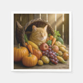 Ginger Cat In a Thanksgiving Cornucopia Serviette (Vorderseite)