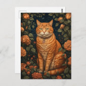 Ginger Cat in den Blume Postkarte (Vorne/Hinten)