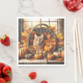 Ginger Cat in Erntedank Cornucopia Serviette (Beispiel)