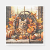 Ginger Cat in Erntedank Cornucopia Serviette (Vorderseite)