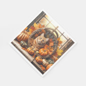 Ginger Cat in Erntedank Cornucopia Serviette (Ecke)