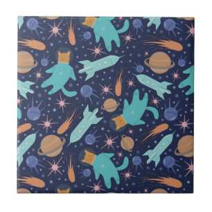Ginger Cat in Space Galaxy Abenteuer Fliese