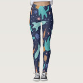 Ginger Cat in Space Galaxy Abenteuer Leggings (Vorderseite)