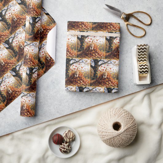Ginger Cat Leaping Out of Herbst Leaf Pile Geschenkpapier (Kunsthandwerk)
