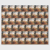 Ginger Cat Leaping Out of Herbst Leaf Pile Geschenkpapier (Flach)