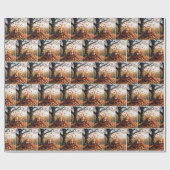 Ginger Cat Leaping Out of Herbst Leaf Pile Geschenkpapier (Flach)