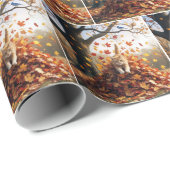 Ginger Cat Leaping Out of Herbst Leaf Pile Geschenkpapier (Rolleneckpunkt)