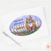 Ginger Cat Library Buchzeichen Ovaler Aufkleber (Umschlag)