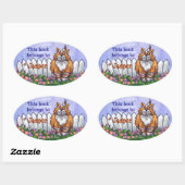 Ginger Cat Library Buchzeichen Ovaler Aufkleber (Blatt)