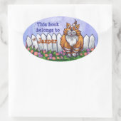 Ginger Cat Library Buchzeichen Ovaler Aufkleber (Tasche)