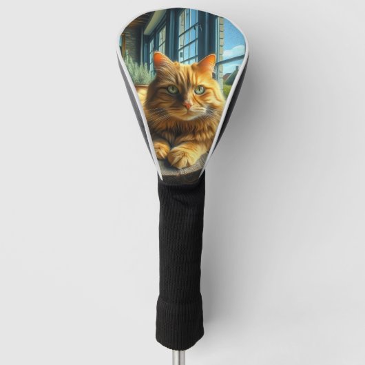Ginger Cat Lounges on a Table By a Window Golf Headcover (Vorderseite)