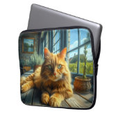 Ginger Cat Lounges on a Table By a Window Laptopschutzhülle (Vorderseite Links)