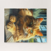 Ginger Cat Lounges on a Table By a Window Puzzle (Horizontal)