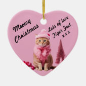 Ginger Cat Lover bei Pink Christmas Sweet Heart Keramik Ornament (Vorne)