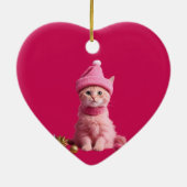 Ginger Cat Lover bei Pink Christmas Sweet Heart Keramik Ornament (Hinten)