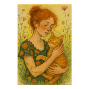 Ginger Cat Mama Orange Tabby Cats Poster