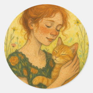 Ginger Cat Mama Orange Tabby Cats Runder Aufkleber