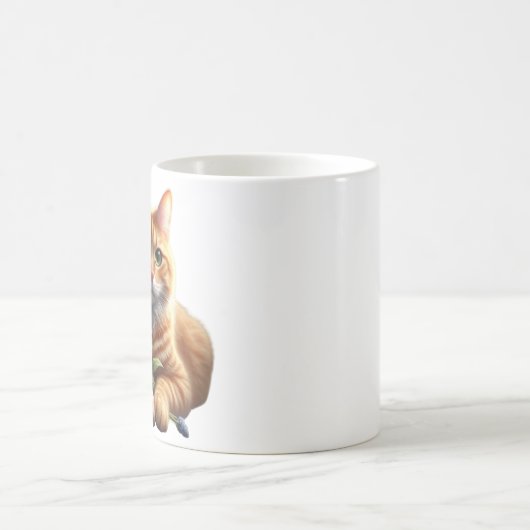 Ginger Cat mit Bouquet von Blume Kaffeetasse (Mittel)