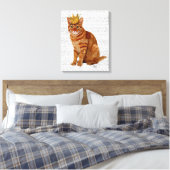 Ginger Cat mit Crown Full Leinwanddruck (Insitu (Schlafzimmer))