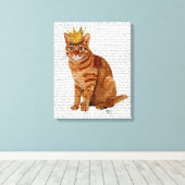 Ginger Cat mit Crown Full Leinwanddruck (Insitu (Holzboden))