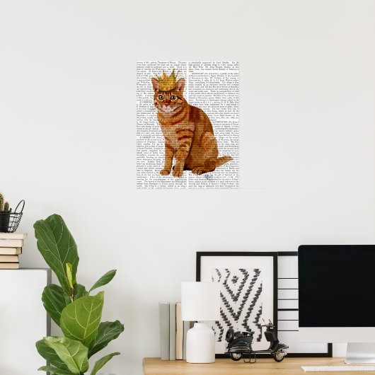 Ginger Cat mit Crown Full Poster (Heimbüro)