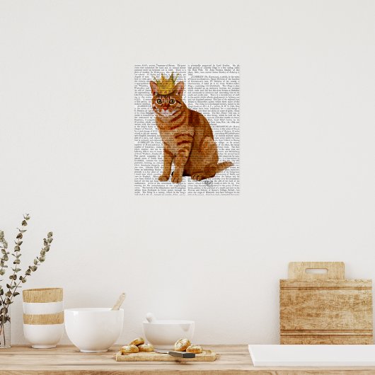 Ginger Cat mit Crown Full Poster (Küche)