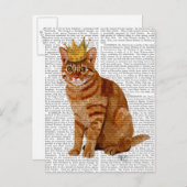 Ginger Cat mit Crown Full Postkarte (Vorne/Hinten)