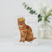 Ginger Cat mit Crown Full Postkarte (Stehend Vorderseite)