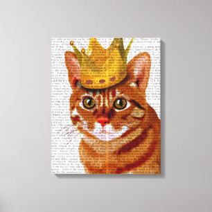 Ginger Cat mit Crown Portrait Leinwanddruck