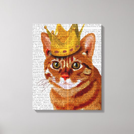 Ginger Cat mit Crown Portrait Leinwanddruck (Vorderseite)