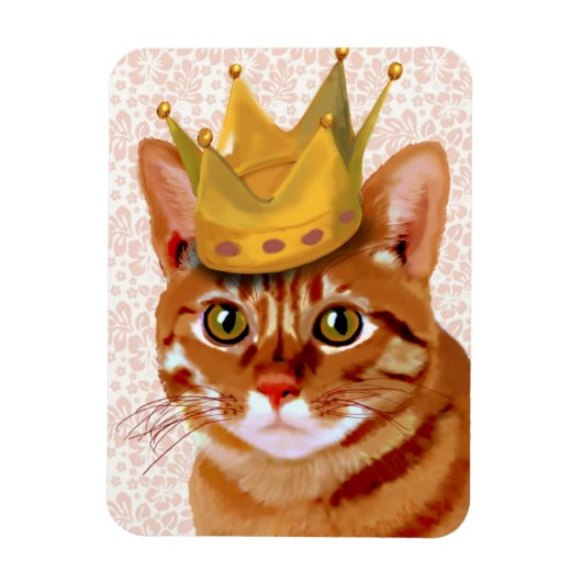 Ginger Cat mit Crown Portrait Magnet (Vertikal)