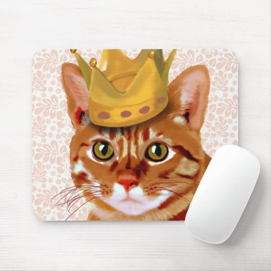 Ginger Cat mit Crown Portrait Mousepad (Mit Mouse)