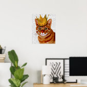 Ginger Cat mit Crown Portrait Poster (Heimbüro)
