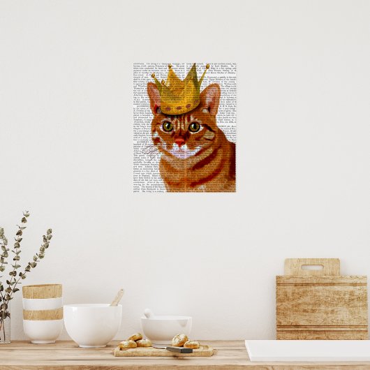 Ginger Cat mit Crown Portrait Poster (Küche)