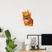 Ginger Cat mit Crown Portrait Poster (Heimbüro)