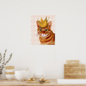 Ginger Cat mit Crown Portrait Poster (Küche)